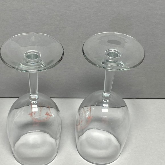 Flamingo Beach Club Wine Glass Barware Drinkware Set of 2 Pink - Picture 9 of 9